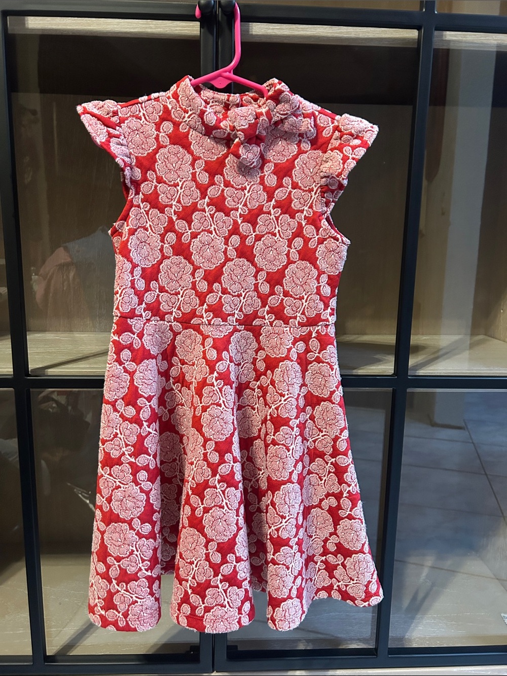 Janie and Jack Girls' Red Floral Jacquard Fit & Flare Dress